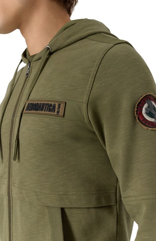 Хлопковая толстовка Aeronautica Militare 251FE2013F585 Хаки  251FE2013F585 Фото 5