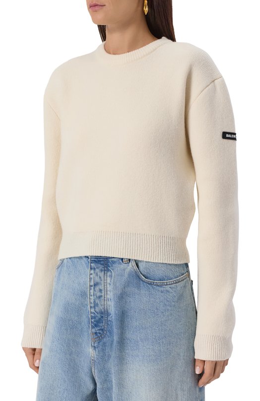 Шерстяной свитер Balenciaga 769297/T1675 Кремовый  769297/T1675 Фото 3