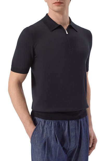 Поло из шелка и хлопка GRAN SASSO черного цвета по цене 37200 руб., арт. 43166/16290, фото 3 Поло из шелка и хлопка GRAN SASSO, арт. 43166/16290, фото 3