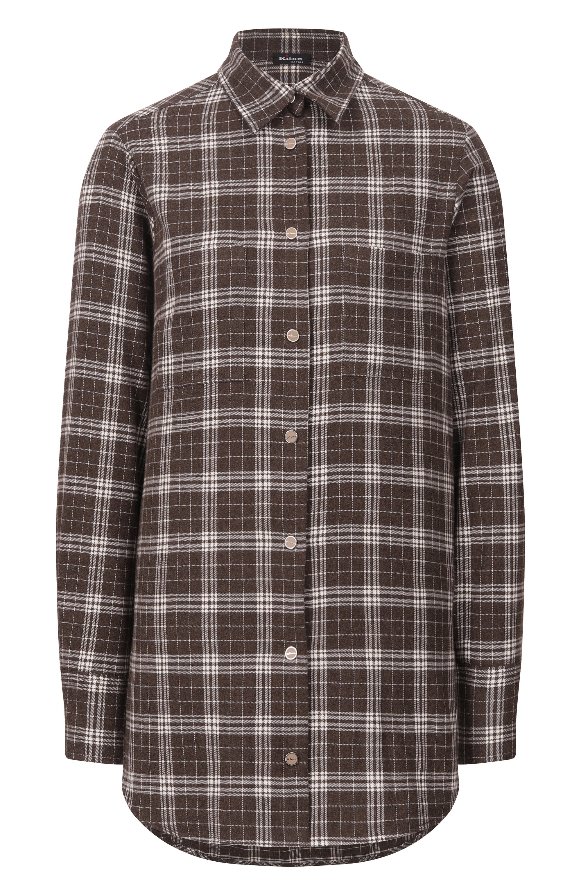 Хлопковая рубашка KITON коричневого цвета по цене 114000 руб., арт. D52445H09062, фото 1 Хлопковая рубашка KITON, арт. D52445H09062, фото 1