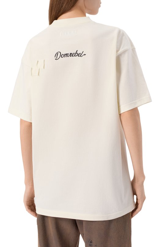 Хлопковая футболка DOMREBEL KITTY PUNK T-SHIRT Кремовый  KITTY PUNK T-SHIRT Фото 4