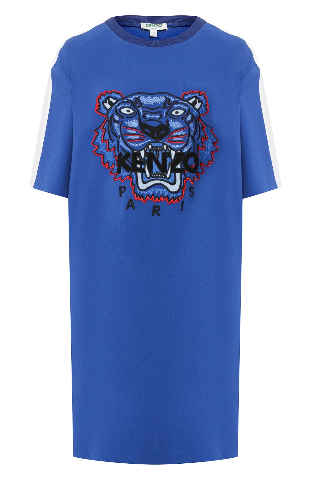 Платье с вышитым логотипом бренда KENZO синего цвета по цене 49950 руб., арт. 2R00645AC, фото 1 Платье с вышитым логотипом бренда KENZO, арт. 2R00645AC, фото 1