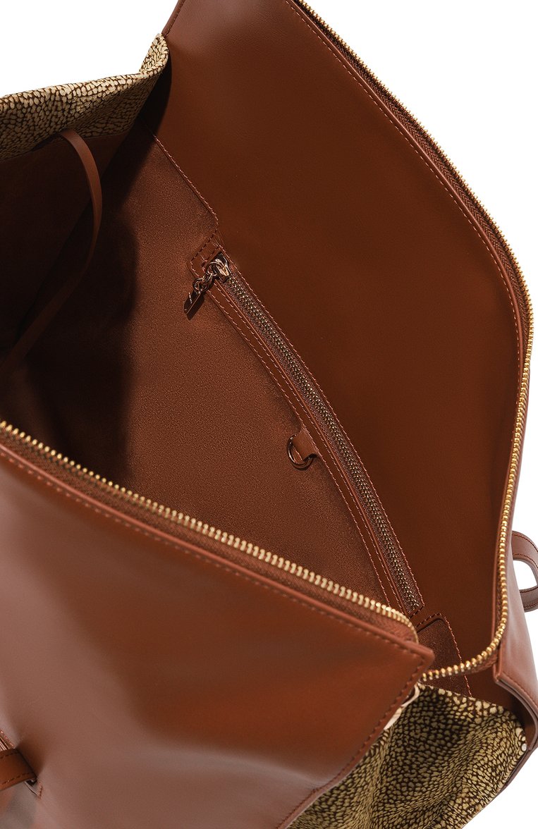 Женский сумка-шопер livre BORBONESE коричневого цвета, арт. 923351 | Фото 6 (Материал: Натуральная кожа, Текстиль; Материал сплава: Проставлено; Драгоценные камни: Проставлено; Размер: large)