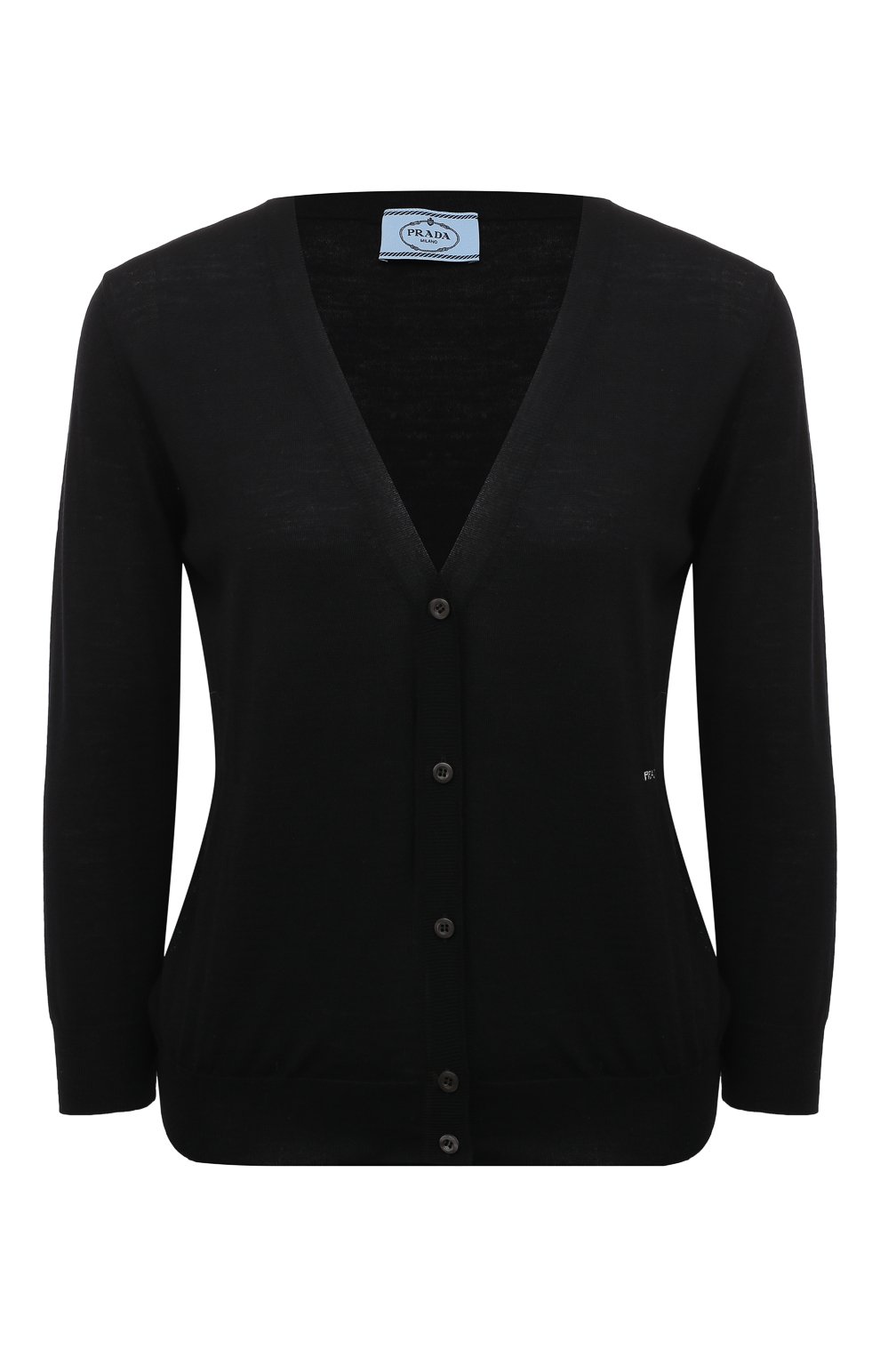 Шерстяной кардиган PRADA черного цвета по цене 110000 руб., арт. P25I17-1S9C-F0002-211, фото 1 Шерстяной кардиган PRADA, арт. P25I17-1S9C-F0002-211, фото 1