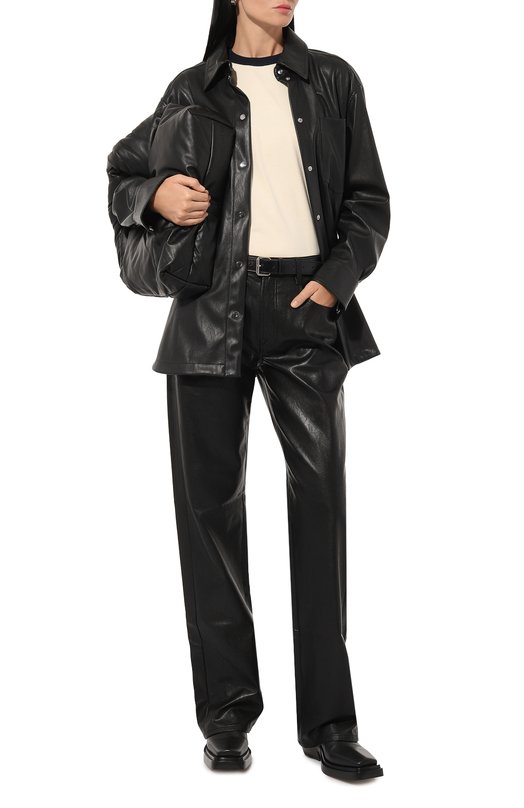 Брюки из экокожи 7 For All Mankind JSSTE130BL Чёрный  JSSTE130BL Фото 2