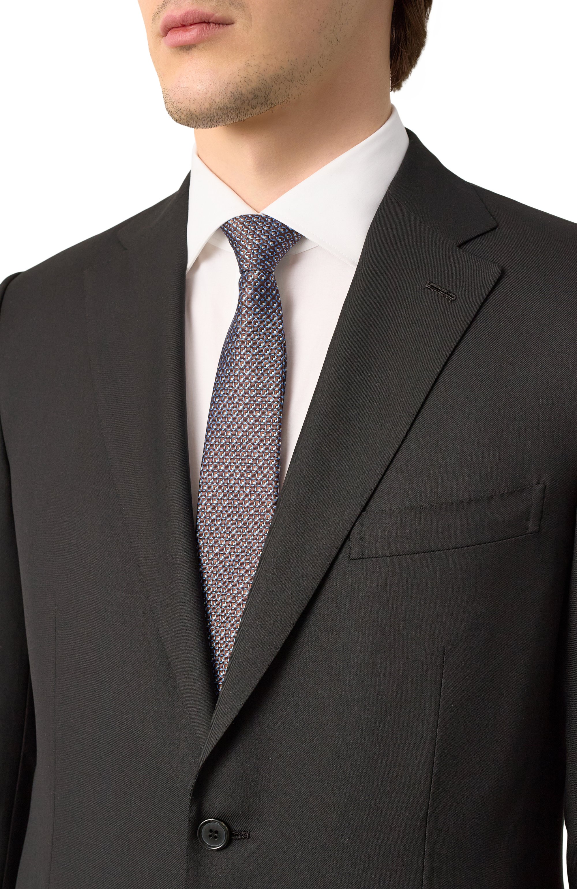 Шелковый галстук CANALI коричневого цвета по цене 18500 руб., арт. 18/HJ04189, фото 2 Шелковый галстук CANALI, арт. 18/HJ04189, фото 2