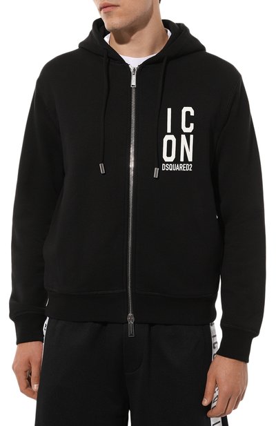 Хлопковая толстовка DSQUARED2 черного цвета по цене 65450 руб., арт. S79HG0012/S25516, фото 3 Хлопковая толстовка DSQUARED2, арт. S79HG0012/S25516, фото 3