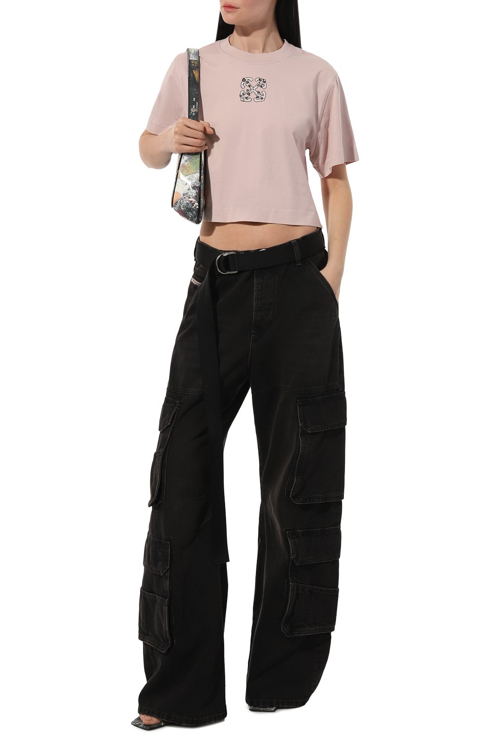 Хлопковая футболка OFF-WHITE розового цвета по цене 33850 руб., арт. 0WAA090S24JER005, фото 2 Хлопковая футболка OFF-WHITE, арт. 0WAA090S24JER005, фото 2