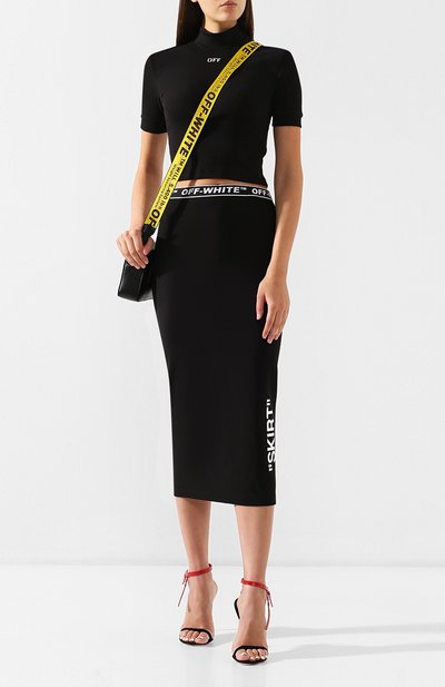 Юбка из вискозы OFF-WHITE черно-белого цвета по цене 34450 руб., арт. 0WCC065R19B780661001, фото 2 Юбка из вискозы OFF-WHITE, арт. 0WCC065R19B780661001, фото 2