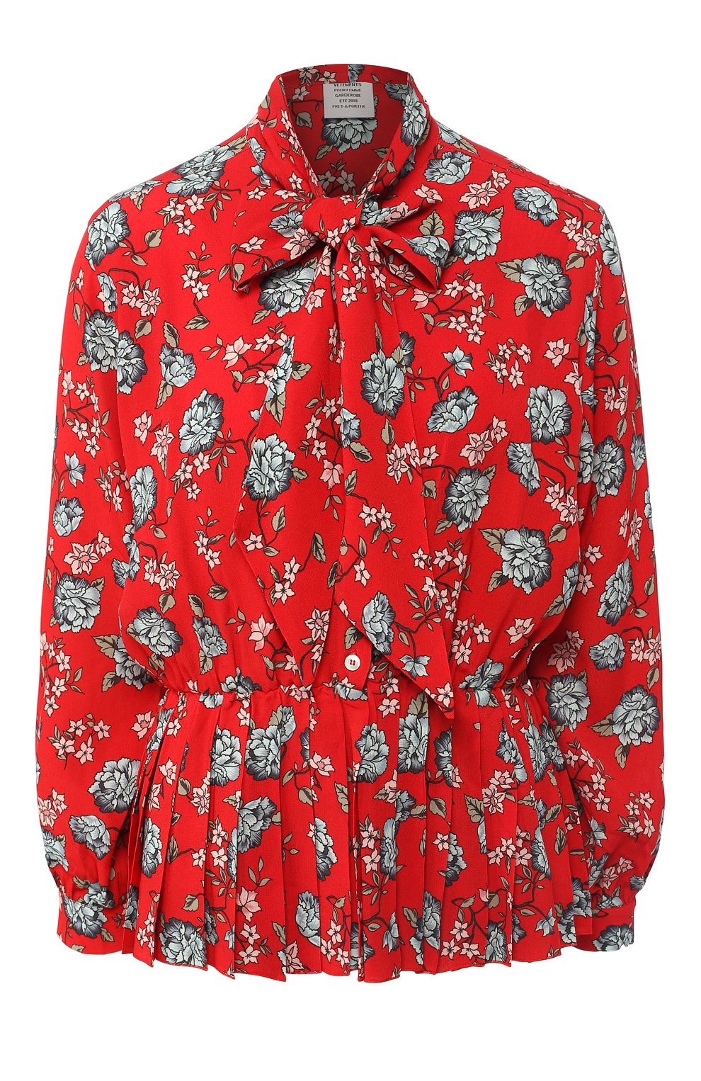 Блузка с принтом VETEMENTS красного цвета по цене 49950 руб., арт. WSS196057, фото 1 Блузка с принтом VETEMENTS, арт. WSS196057, фото 1