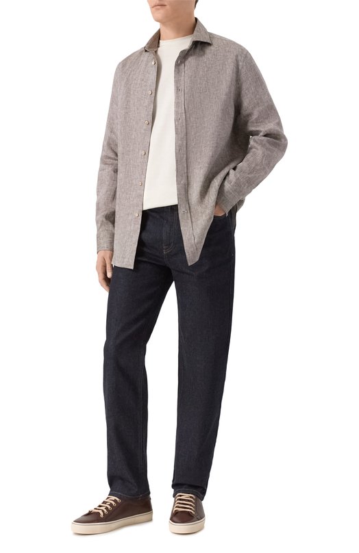 Льняная рубашка Brunello Cucinelli MM6840627 Коричневый  MM6840627 Фото 2