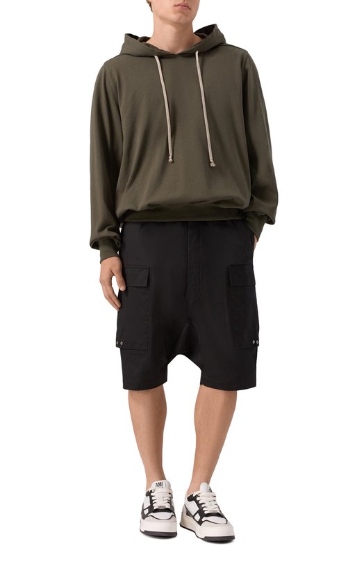 Хлопковое худи Rick Owens RU02E1281/BA Хаки  RU02E1281/BA Фото 2