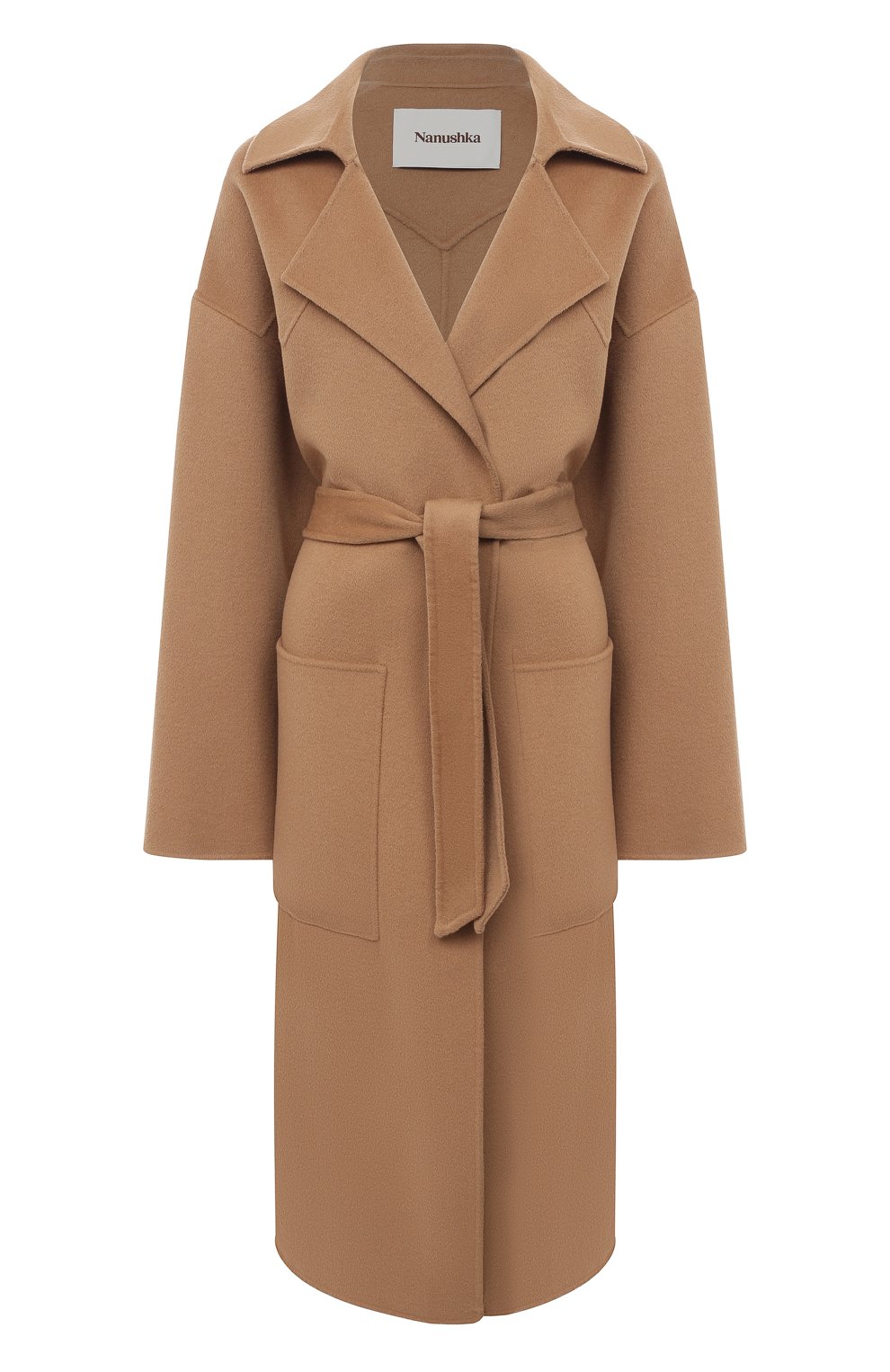 Шерстяное пальто NANUSHKA, арт. ALAM0_CAMEL_D0UBLE W00L SILK BLEND, фото 1