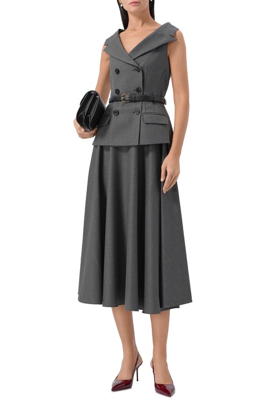 Шерстяное платье self-portrait AW25090MGR Серый  AW25090MGR Фото 2