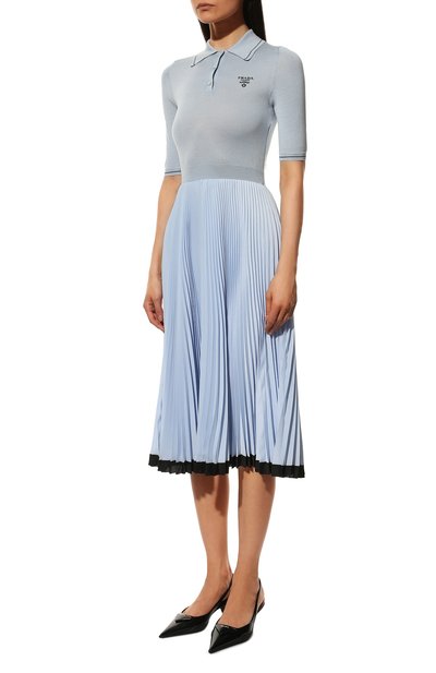 Платье из хлопка и шелка PRADA, арт. P3B06M-10FT-F0M10-201, фото 3