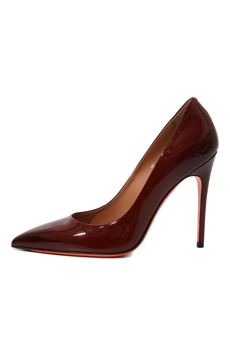 Женские кожаные туфли SANTONI бордового цвета, арт. WDSG70944HI2NVAA | Фото 4 (Драгоценные камни: Проставлено; Материал сплава: Проставлено; Подошва: Плоская; Каблук высота: Высокий; Материал внутренний: Натуральная кожа; Материал внешний: Натуральная кожа; Каблук тип: Шпилька)