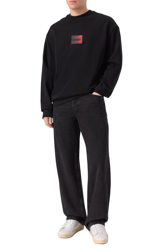Хлопковый свитшот HUGO 50553134 Чёрный  50553134 Фото 2