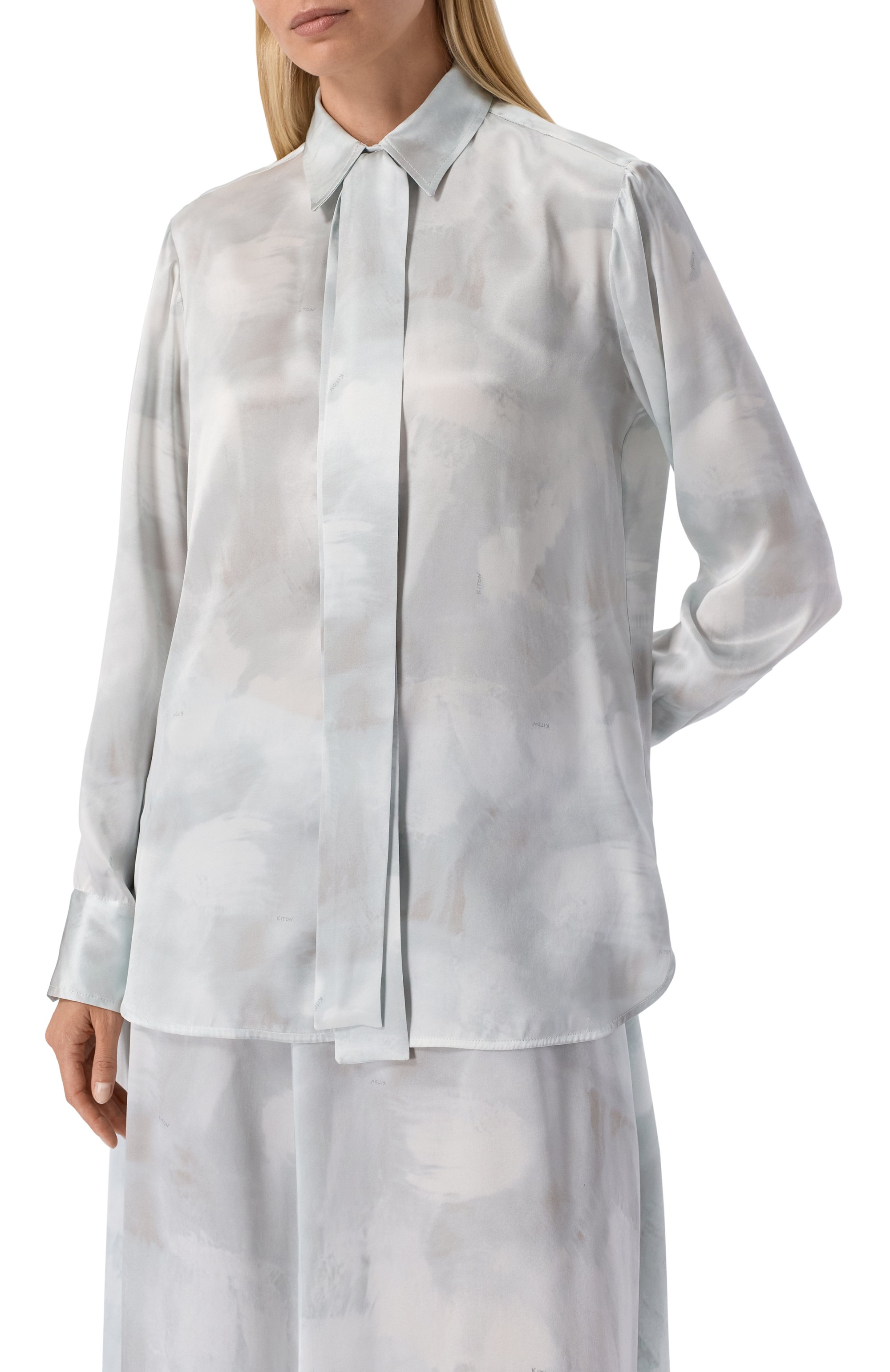 Атласная блузка KITON, арт. D48407K0926E02_1, фото 3