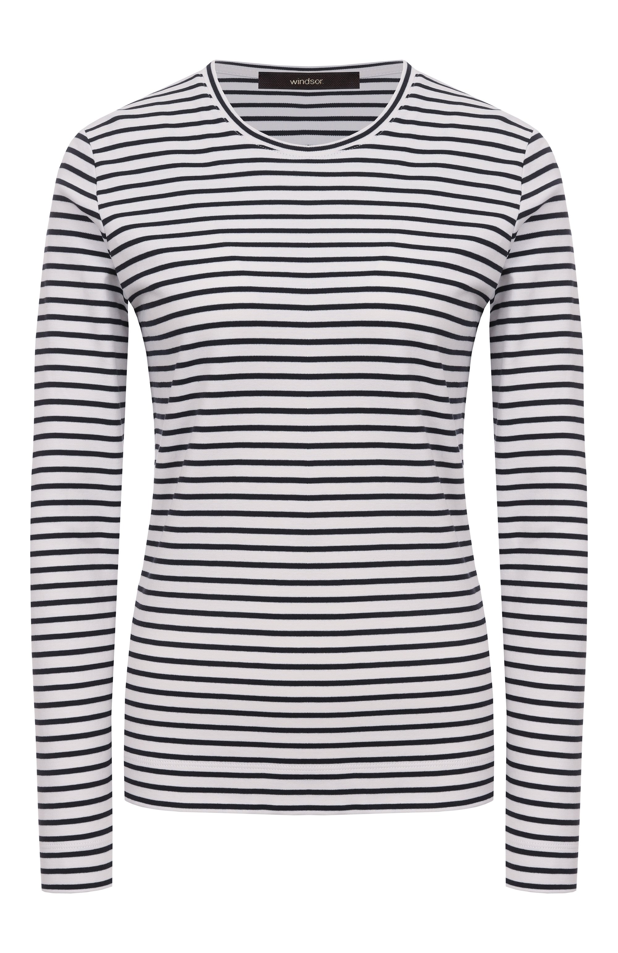 Хлопковый лонгслив WINDSOR черно-белого цвета по цене 19950 руб., арт. 52 DT306 10015934, фото 1 Хлопковый лонгслив WINDSOR, арт. 52 DT306 10015934, фото 1