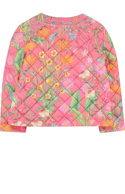 Стеганая куртка с принтом и круглым вырезом GUCCI розового цвета по цене 46850 руб., арт. 503518/XBD53, фото 2 Стеганая куртка с принтом и круглым вырезом GUCCI, арт. 503518/XBD53, фото 2