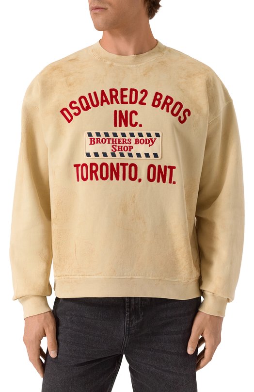 Хлопковый свитшот Dsquared2 S74GU0900/S25030 Бежевый  S74GU0900/S25030 Фото 3