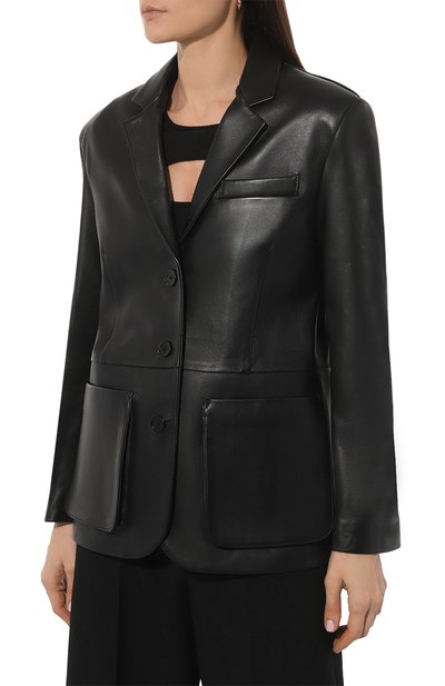 Кожаный жакет LESYANEBO черного цвета по цене 132000 руб., арт. ICONIC/LEATHERT001, фото 3 Кожаный жакет LESYANEBO, арт. ICONIC/LEATHERT001, фото 3