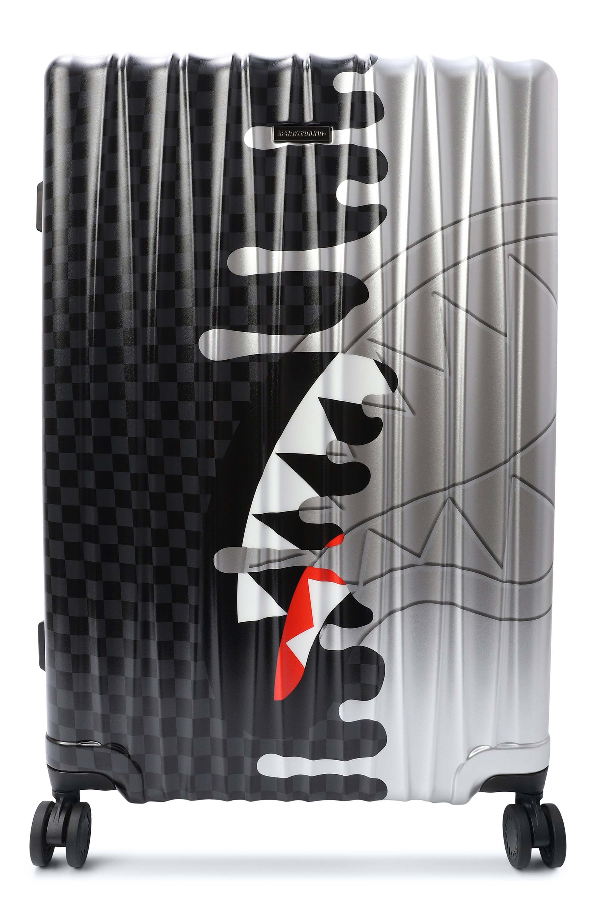Чемодан chrome spectre SPRAYGROUND, арт. 910CL309NSZ/SILVER SIDE DRIP BLACK CHECK LARGE HAR, фото 1