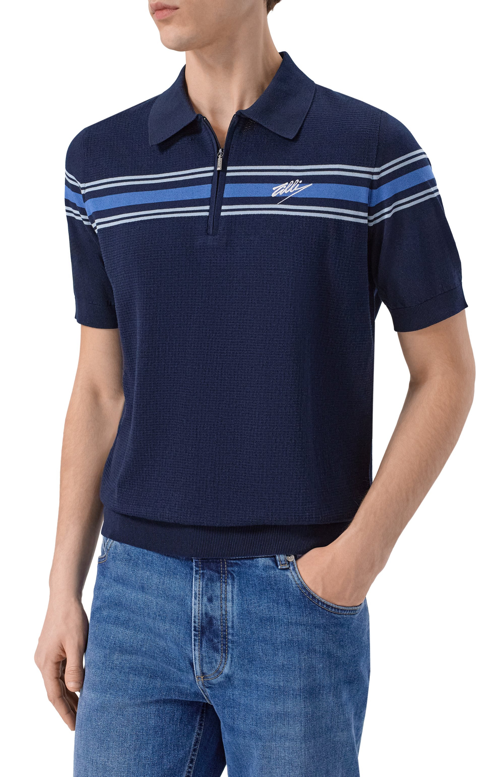 Поло из хлопка и шелка ZILLI, арт. KZP002M0142V0C000, фо то 3