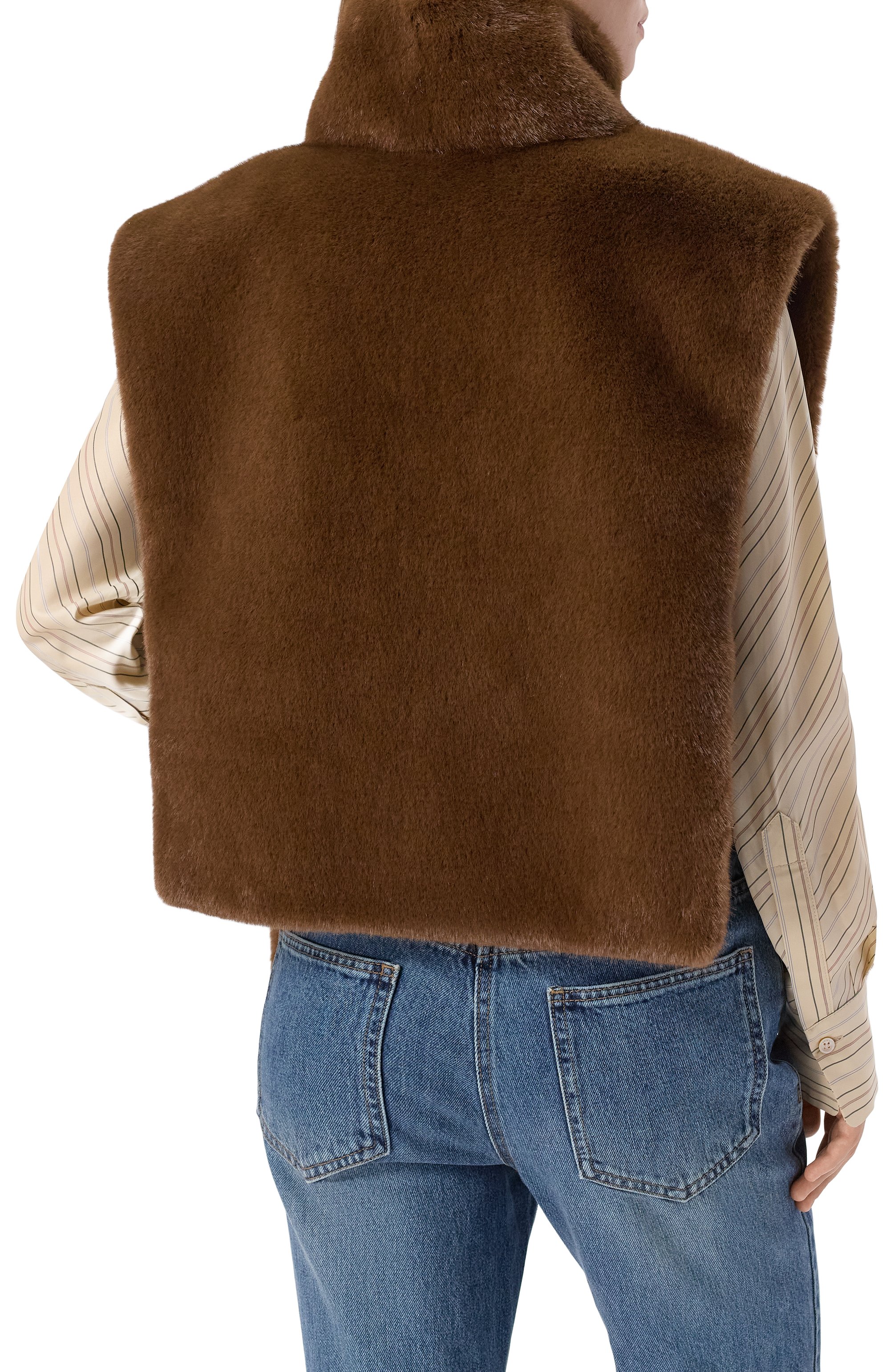 Манишка из экомеха FLASHIN коричневого цвета по цене 35000 руб., арт. FF26FMSF, фото 4 Манишка из экомеха FLASHIN, арт. FF26FMSF, фото 4