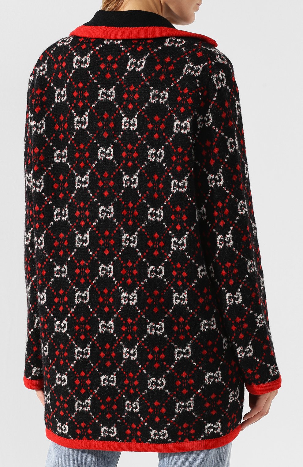 Шерстяной кардиган свободного кроя GUCCI черного цвета по цене 157500 руб., арт. 543433/X9Z62, фото 4 Шерстяной кардиган свободного кроя GUCCI, арт. 543433/X9Z62, фото 4