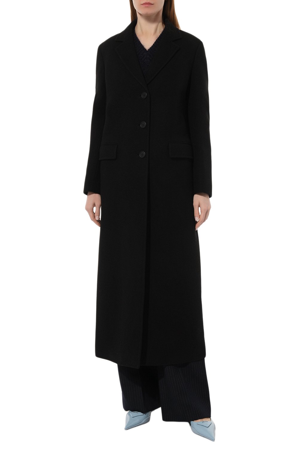 Шерстяное пальто PRADA черного цвета по цене 310000 руб., арт. P641LG-W3Q-F0002-212, фото 3 Шерстяное пальто PRADA, арт. P641LG-W3Q-F0002-212, фото 3