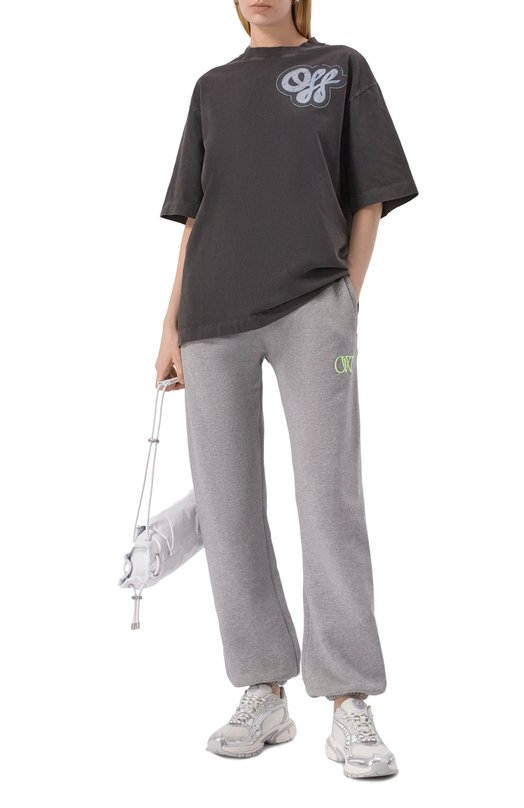 Хлопковая футболка Off-White 0WAA134S25JER003 Серый  0WAA134S25JER003 Фото 2