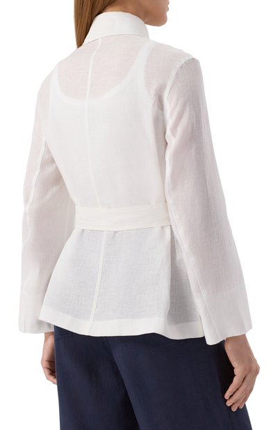 Льняной жакет EMPORIO ARMANI белого цвета по цене 99500 руб., арт. EW001545/TE14012, фото 4 Льняной жакет EMPORIO ARMANI, арт. EW001545/TE14012, фото 4