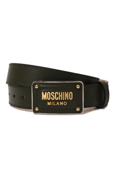 Мужской кожаный ремень MOSCHINO хаки цвета, арт. A8010/8001 | Фото 1 (Случай: Повседневный; Материал: Натуральная кожа; Материал сплава: Проставлено; Нос: Не проставлено)