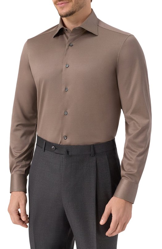Хлопковая сорочка MVST SLIM/GABRIELLE/R0UND/1628-JERSEY (INTERL0CK) Коричневый  SLIM/GABRIELLE/R0UND/1628-JERSEY (INTERL0CK) Фото 3