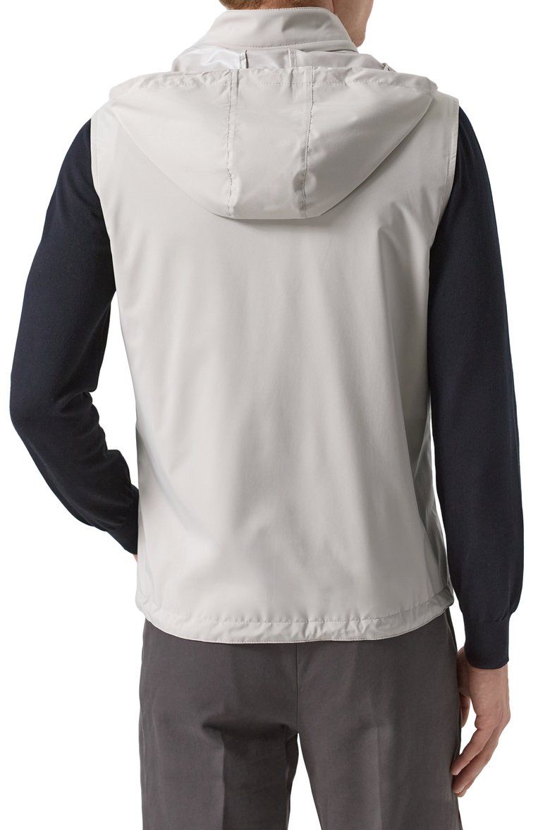 Мужской двусторонний жилет CORNELIANI светло-бежевого цвета, арт. 25C5Q7-2520148 | Фото 9 (Материал подклада: Хлопок, Синтетический материал; Длина (верхняя одежда): Короткие; Мужское Кросс-КТ: жилеты-тонкие; Стили: Кэжуэл; Материал внешний: Синтетический материал)