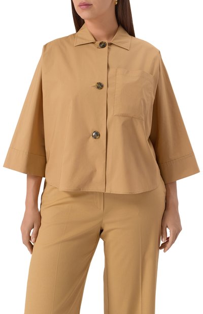 Хлопковая блузка PERSONA BY MARINA RINALDI бежевого цвета по цене 18450 руб., арт. C0RSAR0, фото 3 Хлопковая блузка PERSONA BY MARINA RINALDI, арт. C0RSAR0, фото 3