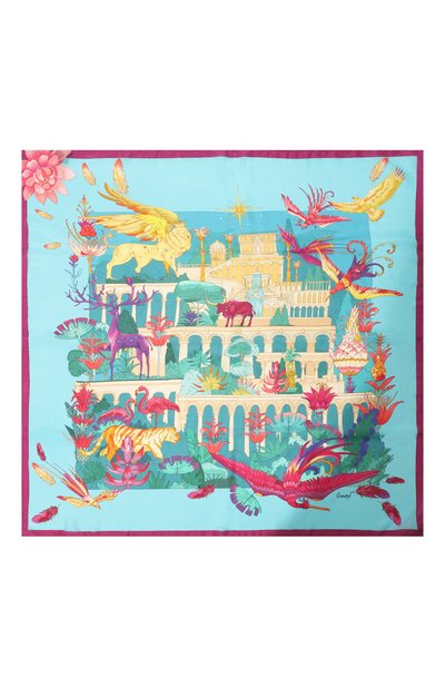 Шелковый платок дивный сад GOURJI бирюзового цвета по цене 15980 руб., арт. 91131037/445562172, фото 4 Шелковый платок дивный сад GOURJI, арт. 91131037/445562172, фото 4