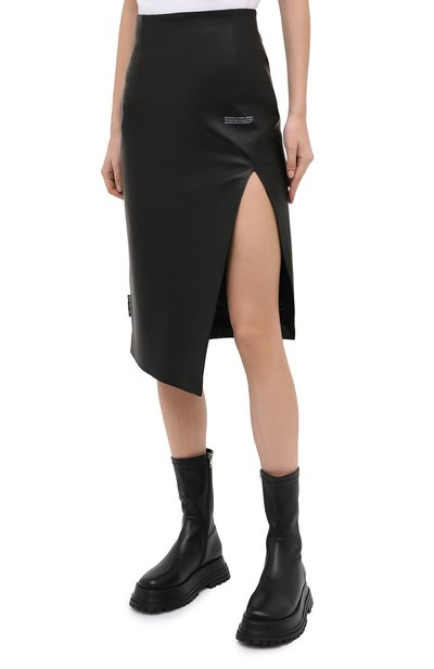 Кожаная юбка OFF-WHITE черного цвета по цене 122500 руб., арт. 0WJC006E20LEA0021000, фото 3 Кожаная юбка OFF-WHITE, арт. 0WJC006E20LEA0021000, фото 3
