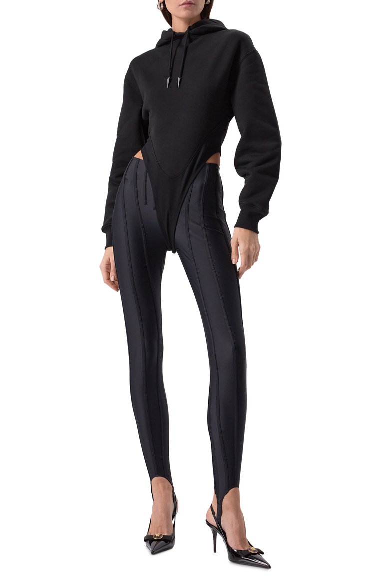 Женское хлопковое боди MUGLER черного цвета, арт. 25P3B002566018 | Фото 2 (Рукава: Длинные; Женское Кросс-КТ: Боди-одежда; Стили: Кэжуэл; Материал внешний: Хлопок)
