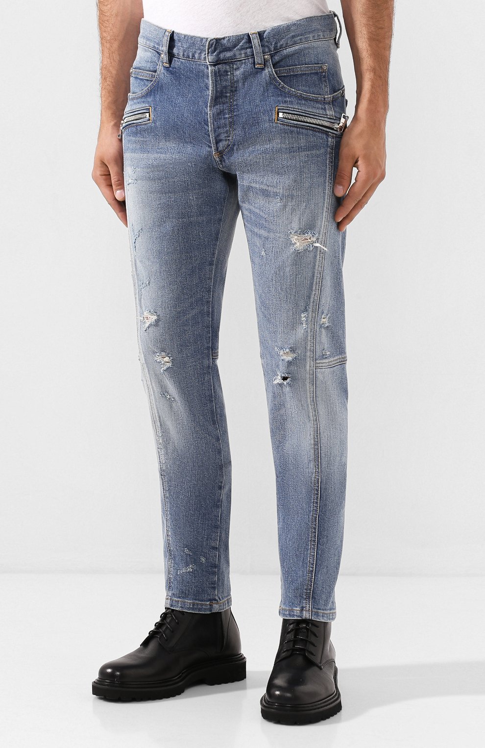 Джинсы с потертостями BALMAIN, арт. SH05332/Z750, фото 3