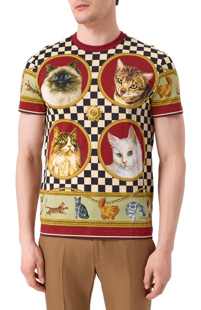 Хлопковая футболка DOLCE & GABBANA разноцветного цвета по цене 95050 руб., арт. G8RN8T/II7GZ, фото 3 Хлопковая футболка DOLCE & GABBANA, арт. G8RN8T/II7GZ, фото 3