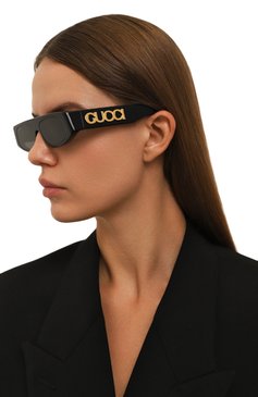 Женские солнцезащитные очки GUCCI черного цвета, арт. GG1771S 001 | Фото 2 (Нос: Не проставлено; Региональные ограничения белый список (Axapta Mercury): Не проставлено; Тип очков: С/з; Материал: Пластик; Очки форма: Прямоугольные, Узкие; Оптика Гендер: оптика-женское)