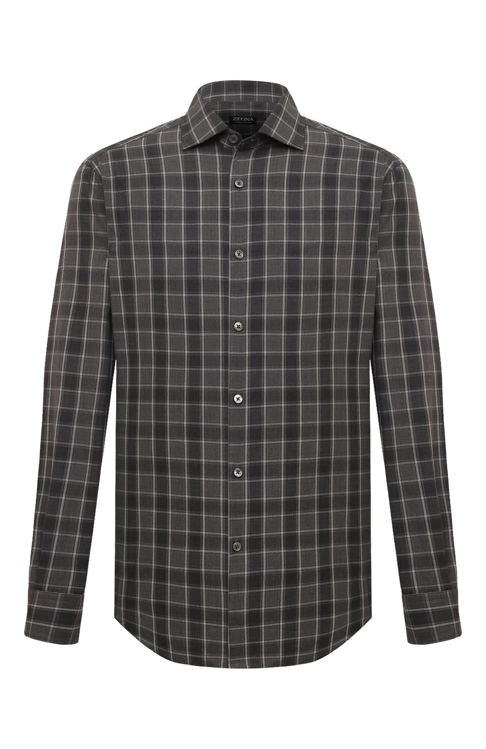 Хлопковая рубашка ZEGNA темно-серого цвета по цене 49950 руб., арт. UCX21A6/SRF5, фото 1 Хлопковая рубашка ZEGNA, арт. UCX21A6/SRF5, фото 1