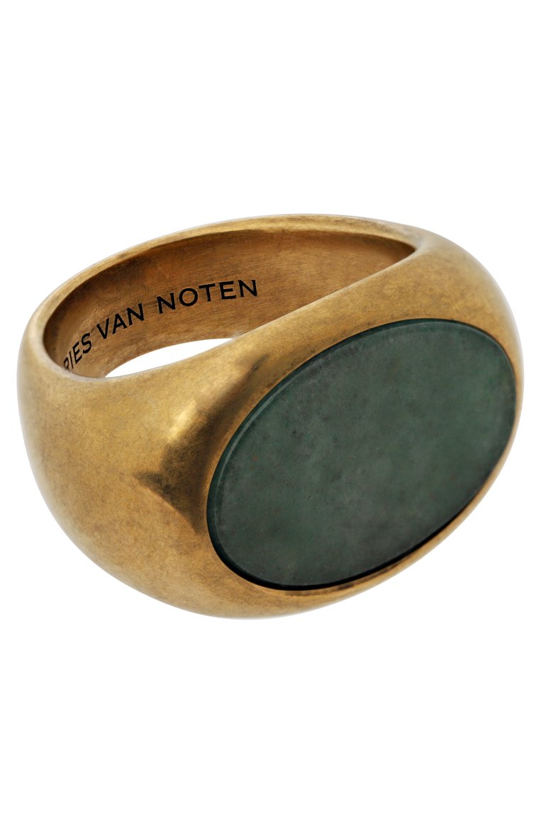 Мужское кольцо DRIES VAN NOTEN зеленого цвета, арт. 251-028202-092 | Фото 1 (Материал: Металл, Камень; Нос: Не проставлено; Автоматизация состава: Проставлено)