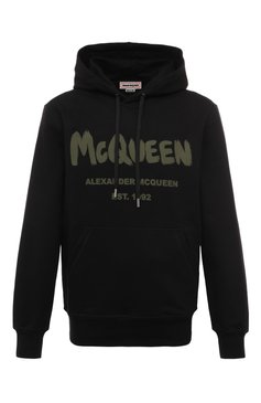 Мужской хлопковое худи ALEXANDER MCQUEEN черного цвета, арт. 688715/QTAAB | Фото 1 (Драгоценные камни: Проставлено; Длина (для топов): Стандартные; Материал сплава: Проставлено; Рукава: Длинные; Материал внешний: Хлопок; Стили: Спорт-шик; Мужское Кросс-КТ: Худи-одежда; Принт: С принтом)