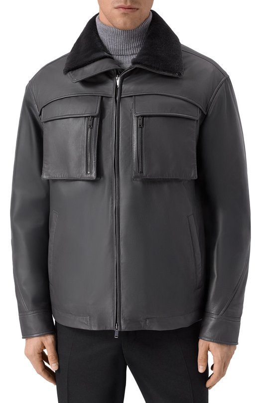 Кожаная куртка с воротником из норки MVST M25.1PM.0011/ANTRA Серый  M25.1PM.0011/ANTRA Фото 3