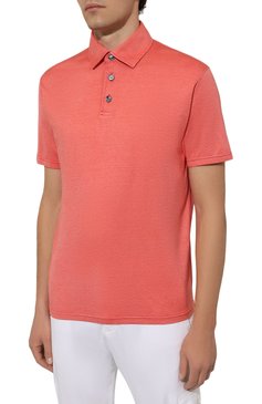 Мужское поло из шелка и хлопка KITON розового цвета, арт. UMK0356 | Фото 3 (Рукава: Короткие; Материал внешний: Шелк, Хлопок; Длина (для топов): Стандартные; Стили: Кэжуэл; Застежка: Пуговицы; Принт: Без принта; Мужское Кросс-КТ: Футболка-одежда)