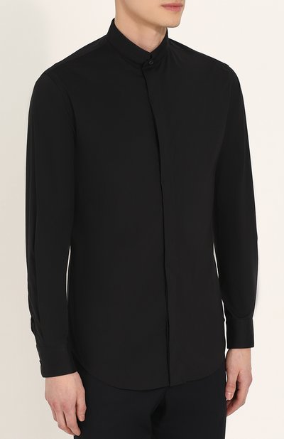 Хлопковая рубашка с воротником-стойкой GIORGIO ARMANI, арт. WSC0YT/WS28C, фото 3
