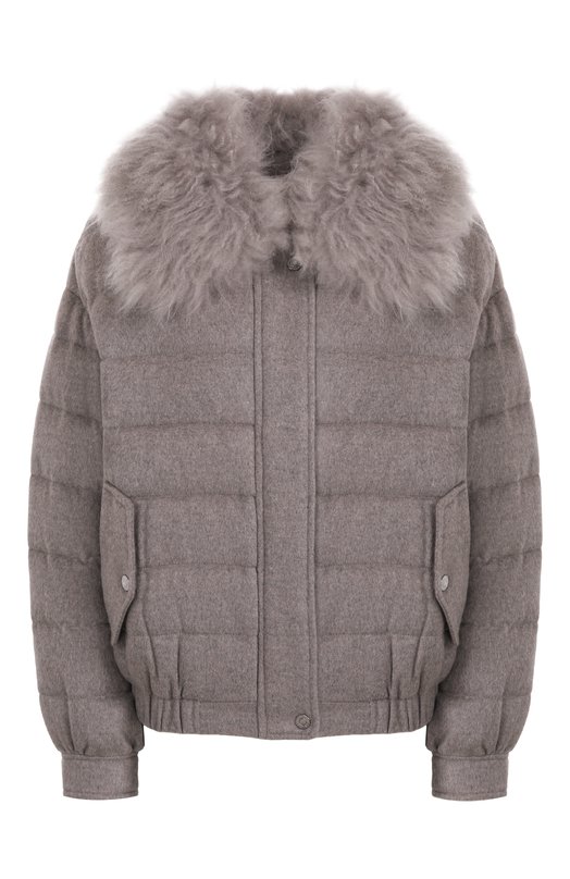 Пуховая куртка из шерсти и кашемира manzoni24 25M1567-S0FT0CFE Серый 25M1567-S0FT0CFE